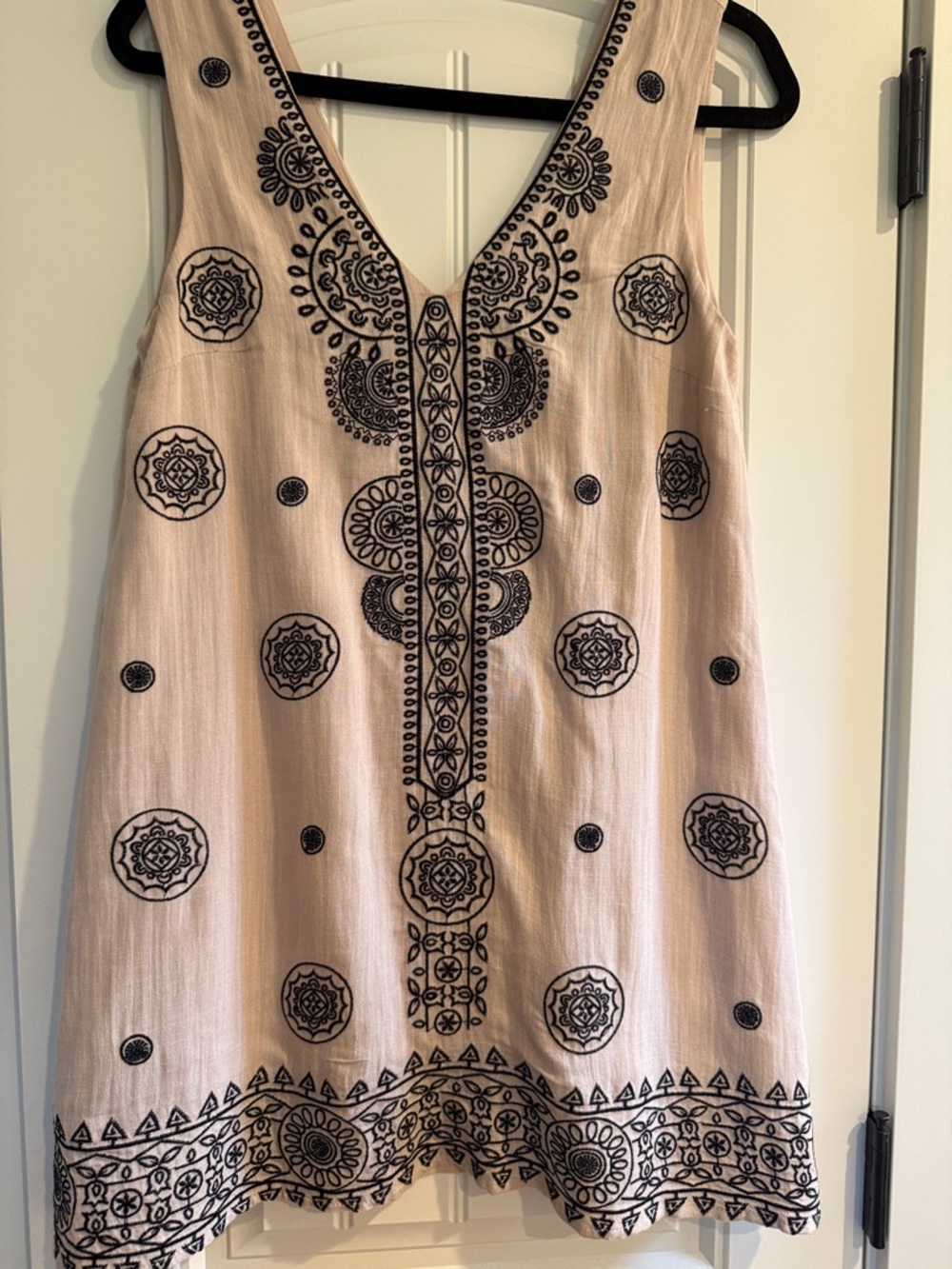 Darling Embroidered V-Neck Mini Dress fully lined